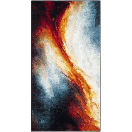 FLOWERS FIRST 2 ft. 7 in. x 5 ft. Galaxy Power Loomed Area Rug, Orange & Multi Color - Small Rectangle FL1892365